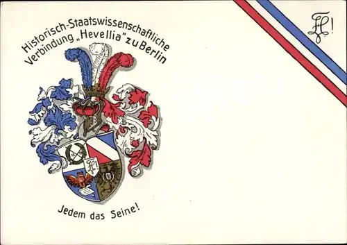 Studentika Ak Berlin, Historisch Staatswissenschaftliche Verbindung Hevellia, Jedem das Seine