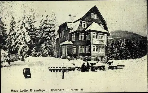 Ak Braunlage im Oberharz, Haus Lotte, Winteransicht