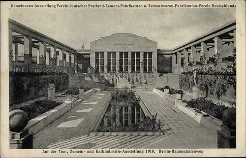 Ak Berlin Treptow Baumschulenweg, II. Ton Zement und Kalkindustrie Ausstellung 1910, Gebäude