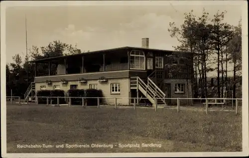 Ak Oldenburg in Niedersachsen, Reichsbahn Turn und Sportverein, Sportplatz Sandkrug