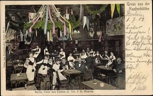 Ak Berlin Mitte, Gasthaus Hopfenblüte, Innenansicht, Unter den Linden 27
