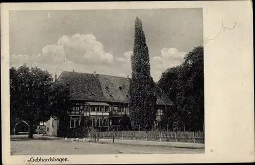 Ak Gebhardshagen Salzgitter in Niedersachsen, Straßenpartie, Fachwerkhaus