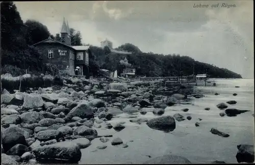 Ak Lohme auf Rügen, Strandpartie, Steg, Warmbad