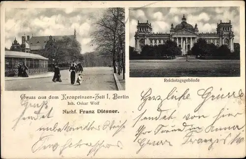 Ak Berlin Mitte, Reichstagsgebäude, Kronprinzen Zelt