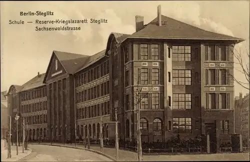 Ak Berlin Steglitz, Schule, Reserve Kriegslazarett, Sachsenwaldstraße