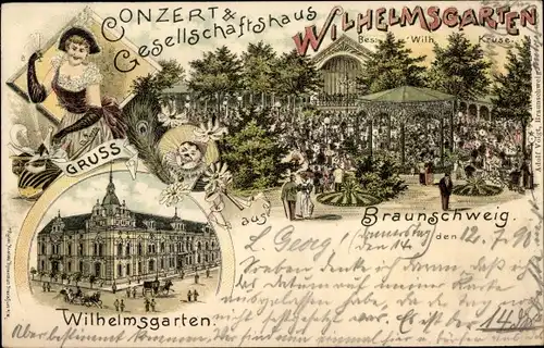 Litho Braunschweig in Niedersachsen, Konzert und Gesellschaftshaus Wilhelmsgarten