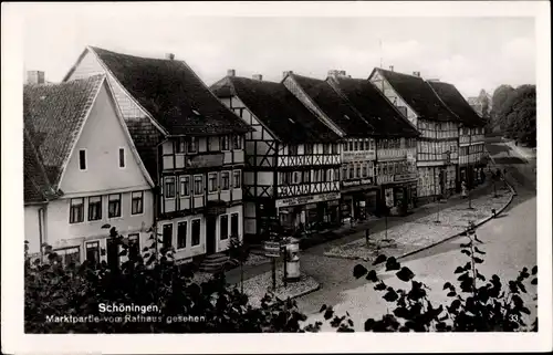 Ak Schöningen Niedersachsen, Marktpartie vom Rathaus aus gesehen