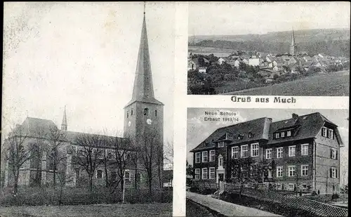 Ak Much Nordrhein Westfalen, Kirche, Gesamtansicht, Neue Schule