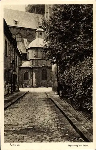 Ak Wrocław Breslau Schlesien, Kapitelweg am Dom