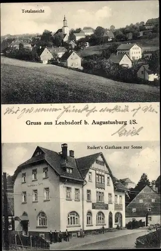 Ak Leubsdorf im Kreis Mittelsachsen, Rudert's Gasthaus zur Sonne, Totalansicht