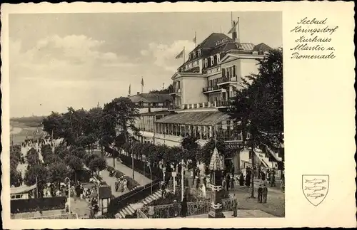 Ak Ostseebad Heringsdorf auf Usedom, Kurhaus Atlantic und Promenade