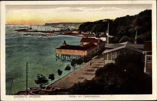 Ak Sassnitz auf Rügen, Hafen mit Familienbad