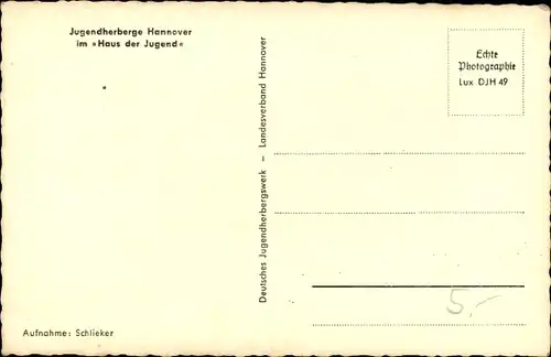 Ak Hannover in Niedersachsen, Jugendherberge, Haus der Jugend, Erfrischungsraum, Innenansicht