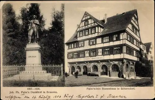 Ak Schorndorf in Baden Württemberg, Stammhaus und Denkmal Joh. Ph. Palm, Apotheke
