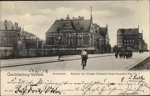 Ak Berlin Charlottenburg Westend, Soorstraße, Kaserne des Königin Elisabeth Garde Grenadier Reg. 3