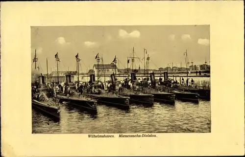 Ak Wilhelmshaven in Niedersachsen, Deutsche Kriegsschiffe, Minensuchsdivision