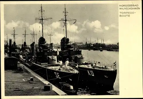 Ak Wilhelmshaven in Niedersachsen, Deutsche Kriegsschiffe, Torpedoboote im Hafen, SE, KO