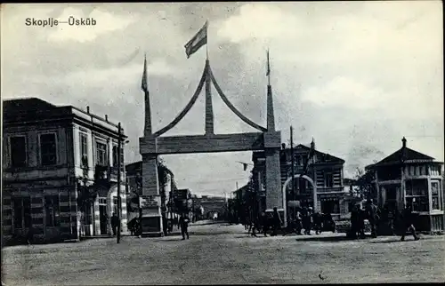 Ak Skopje Üsküb Mazedonien, Straßenpartie, Tor, Gebäude