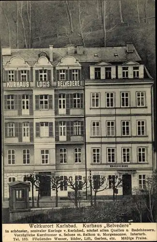 Ak Karlovy Vary Karlsbad Stadt, Kurhaus Belvedere