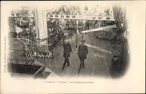 Ak Französisches Kriegsschiff Courbet, Commandant Pottier