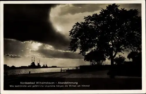 Ak Wilhelmshaven in Niedersachsen, Abendstimmnung, Wolken am Himmen