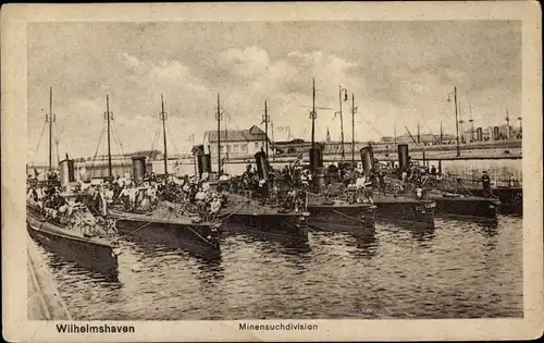 Ak Wilhelmshaven in Niedersachsen, Deutsche Kriegsschiffe, Minensuchdivision