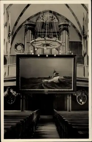 Ak Wilhelmshaven in Niedersachsen, Marine Gedächtniskirche, Innenansicht, Orgel, Gemälde