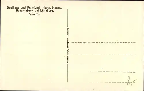 Ak Scharnebeck Niedersachsen, Gasthaus, Pension Herm. Harms