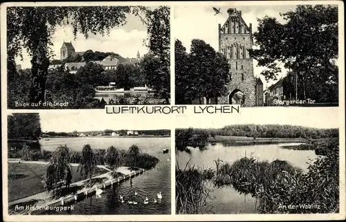 Ak Lychen im Kreis Uckermark, Stargarder Tor, Hindenburgpark, Woblitzpartie