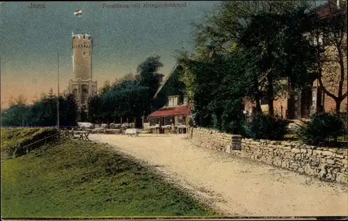 Ak Jena in Thüringen, Forsthaus, Kriegerdenkmal