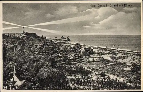 Ak Niechorze Seebad Horst Pommern, Strand, Dünen, Leuchtturm