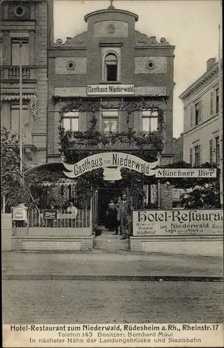 Ak Rüdesheim am Rhein, Hotel Restaurant zum Niederwald, Rheinstraße 17