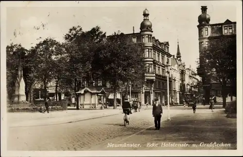 Ak Neumünster in Holstein, Ecke Holstenstraße und Großflecken