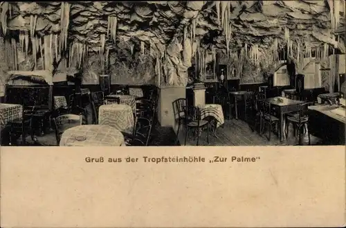 Ak Rendsburg in Schleswig Holstein, Restaurant Zur Palme, Tropfsteinhöhle, Innenansicht, Grafenstr.
