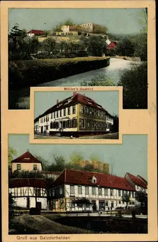 Ak Salzderhelden Einbeck in Niedersachsen, Müller's Gasthof, Blick auf den Ort