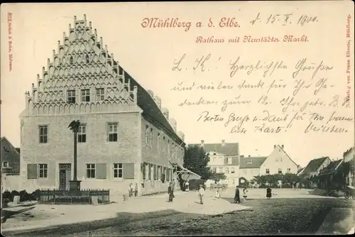 Ak Mühlberg an der Elbe, Rathaus mit Neustäder Markt