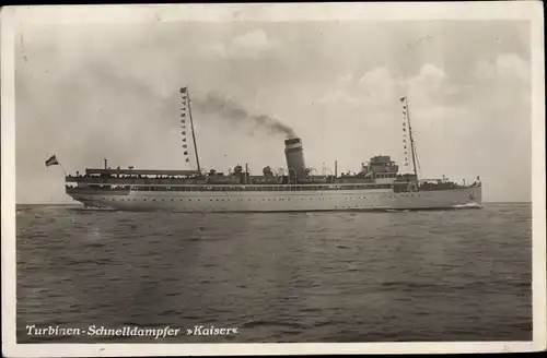 Ak Turbinenschnelldampfer Kaiser, HAPAG Seebäderdienst