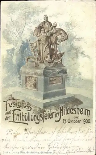 Künstler Ak Hildesheim in Niedersachsen, Enthüllungsfeier 1900, Denkmal