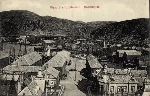 Ak Hammerfest Norwegen, Blick auf den Ort