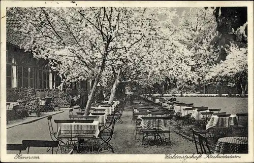 Ak Kirchrode Hannover in Niedersachsen, Waldwirtschaft Kirchröderturm, Gartenpartie