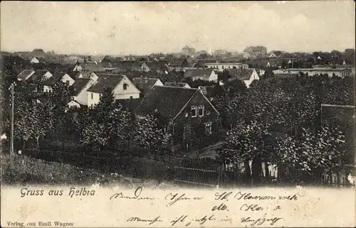 Ak Helbra in Sachsen Anhalt, Blick auf den Ort