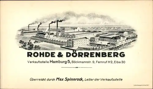 Ak Hamburg Mitte Sankt Georg, Verkaufsstelle Rohde & Dörrenberg, Maschinenbau Düsseldorf