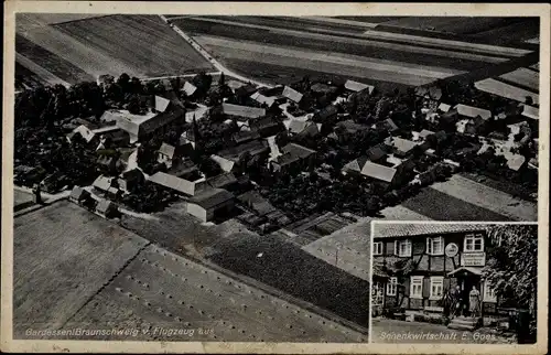 Ak Gardessen bei Cremlingen Niedersachsen, Blick auf den Ort, Fliegeraufnahme, Schenkwirtschaft Post