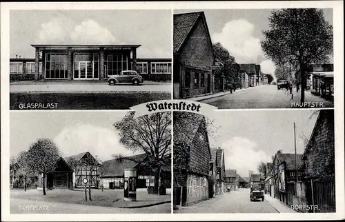 Ak Watenstedt Salzgitter in Niedersachsen, Glaspalast, Dorfplatz, Hauptstraße