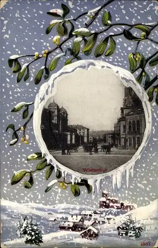 Ak Winterthur Kt Zürich Schweiz, Stadtpartie, Mistelzweige