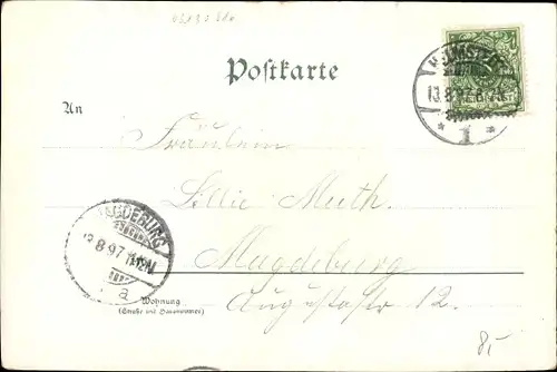 Litho Helmstedt in Niedersachsen, Clara-Bad, früher Obere Holzmühle