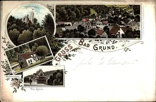 Litho Bad Grund im Harz, Hübichenstein, Viller Römer, Wichmannsdorf