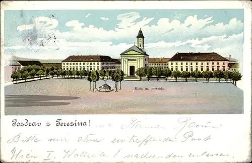 Litho Terezín Theresienstadt Region Aussig, Paradeplatz