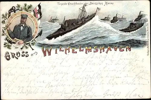 Litho Wilhelmshaven, Torpedoboots Geschwader der Deutschen Marine, Seemann, Kapitän