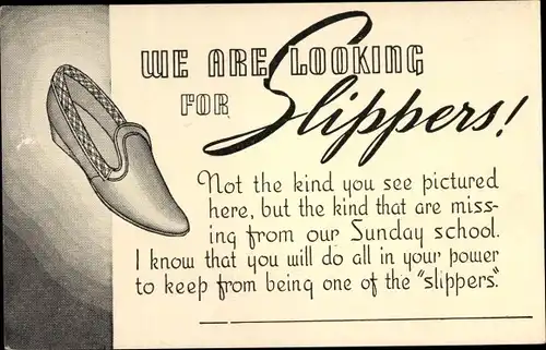 Ak We are looking fpr Slippers, Missing from Sunday School